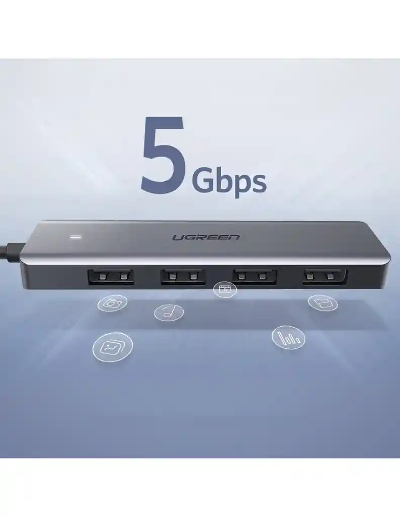Hub 4 En 1 Ugreen Usb-a A Usb 3.0 5gbps Gris