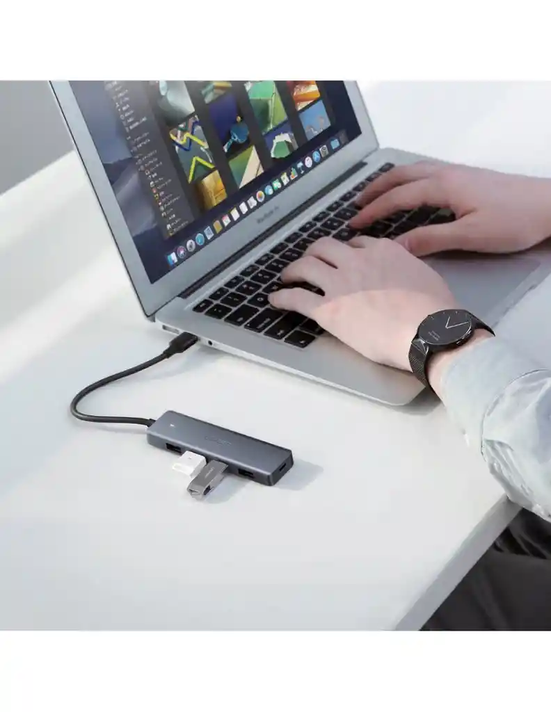 Hub 4 En 1 Ugreen Usb-a A Usb 3.0 5gbps Gris