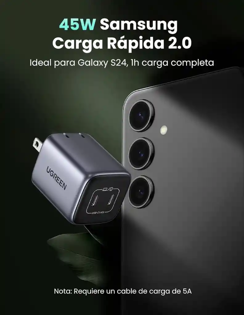 Ugreen Cargador Usb C Pd 45w Nexode Carga Rápida