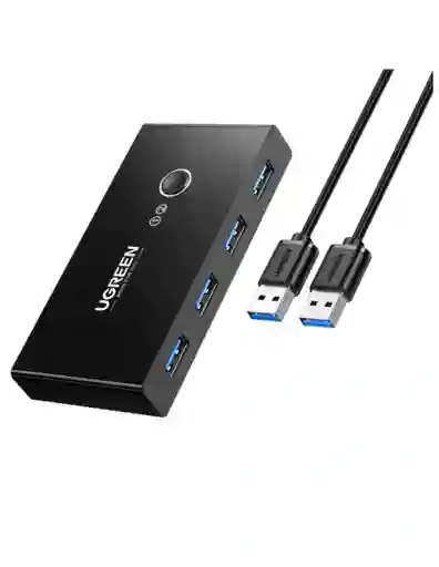 Hub Adaptador 4 En 1 Ugreen Con Switch Selector 2 Salidas Color Negro