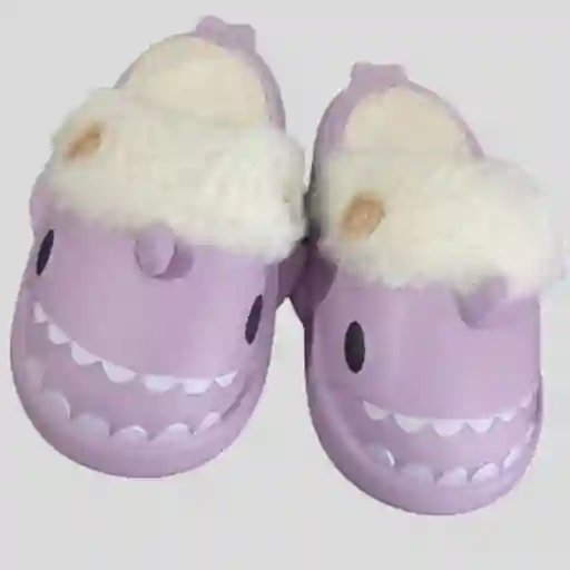 Pantufla Tiburon Niño Lila Talla 28