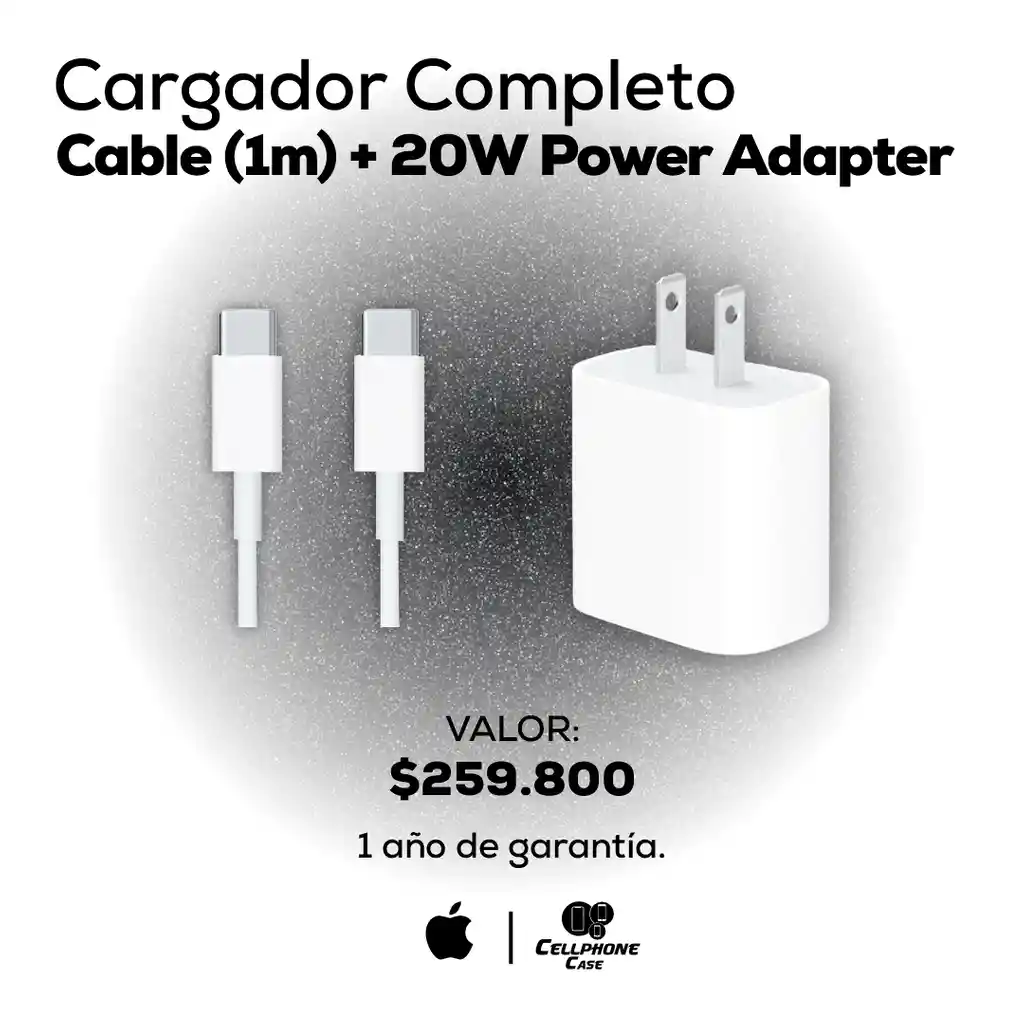 Cargador Completo (cable 1mt Tipo C + 20w Power Adapter) Original