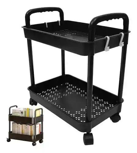 Organizador Estante De 2 Niveles Con Ruedas Carrito Movil