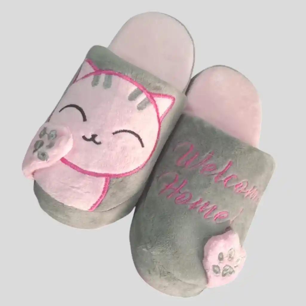 Pantufla Bordada Adultos Gata Talla 33