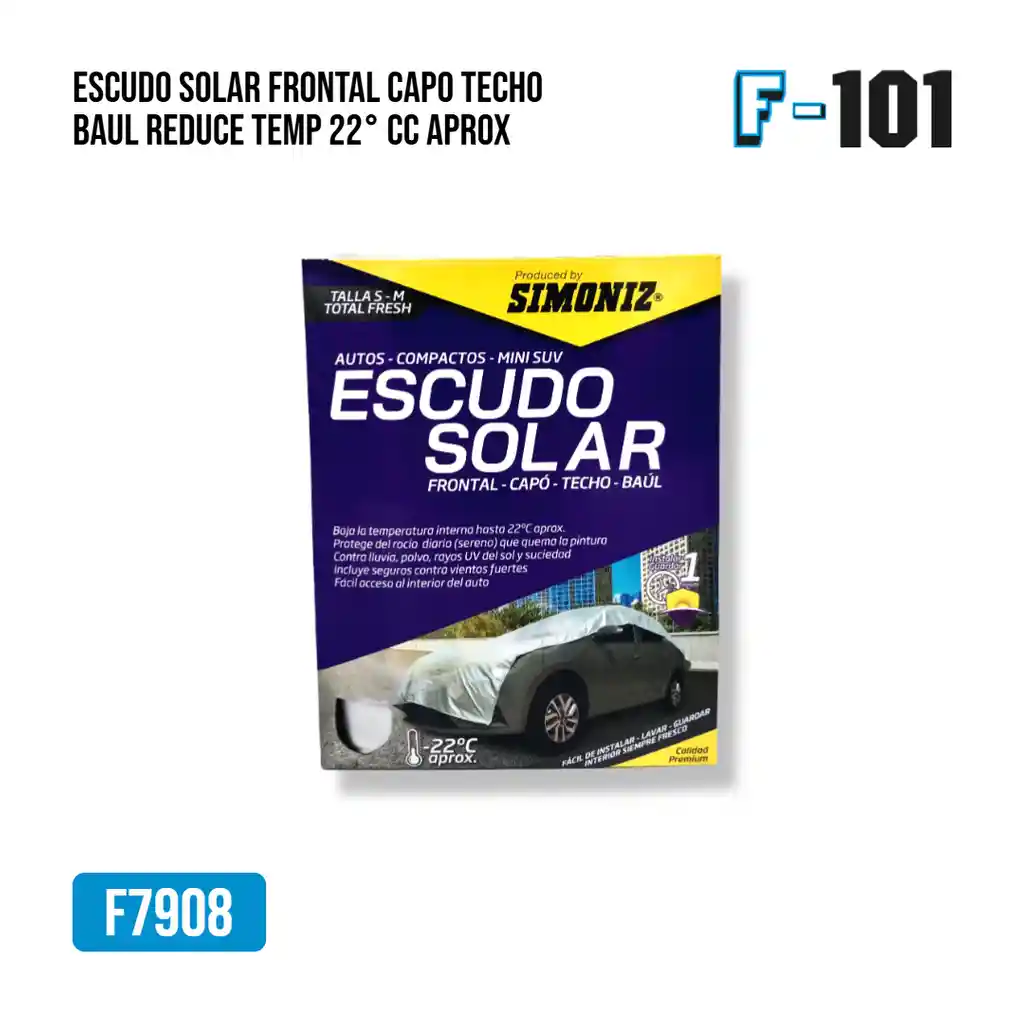 Escudo Solar Frontal Capo Techo Baul Reduce Temperatura 22ºc