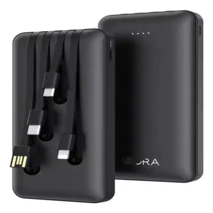 Power Bank Gar148 Negra Batería Portátil Carga Rápida 10.000mah 4 Cables