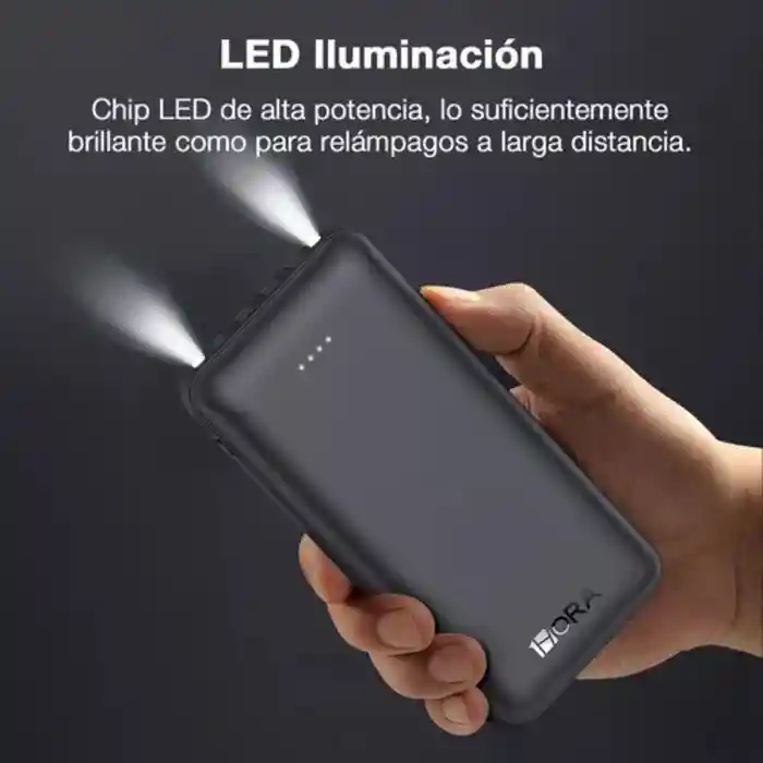 Power Bank Gar148 Negra Batería Portátil Carga Rápida 10.000mah 4 Cables