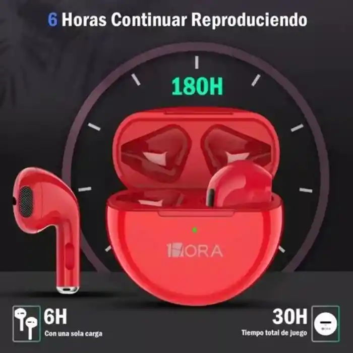 Audífonos 1 Hora Aut119 Rojo