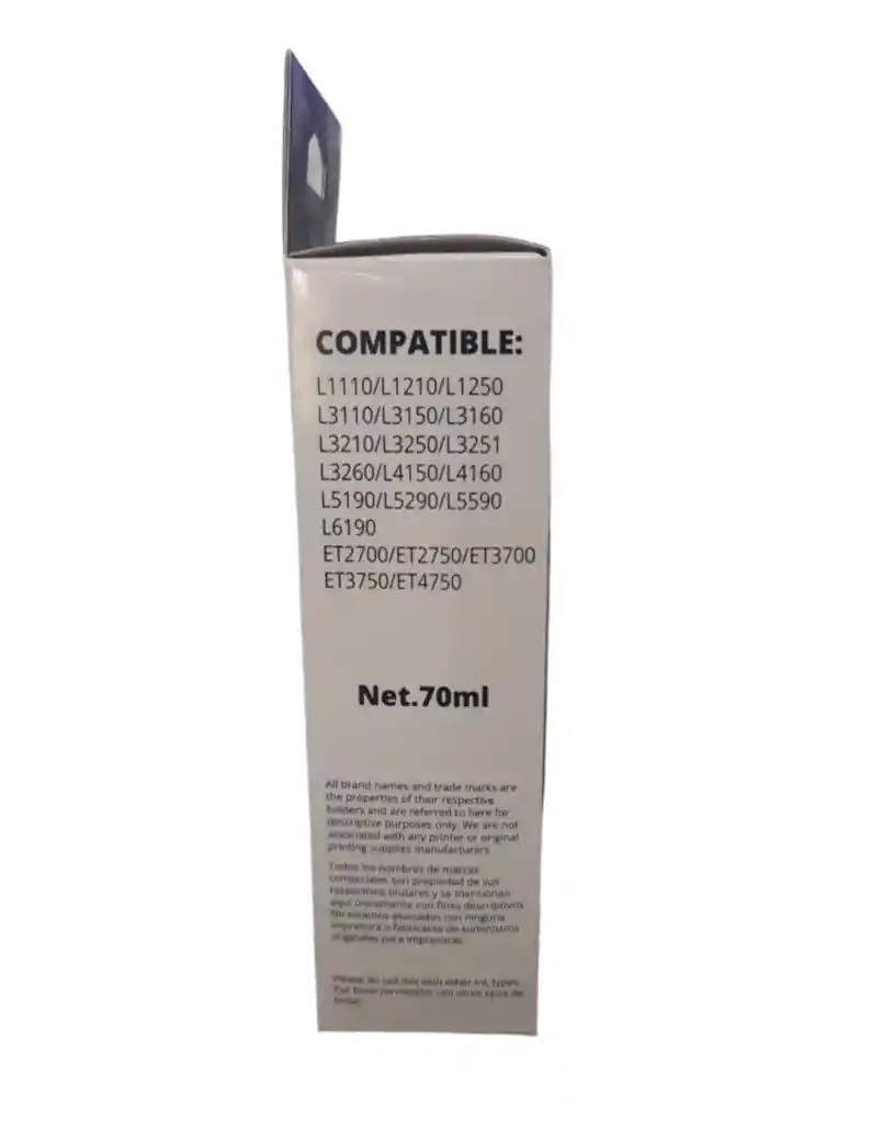 Tinta 544 Epson Negra Genérica Para Impresora L1110 L3110 L3150 L5190