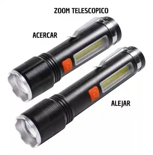 Linterna 5 Modos De Luz, Recargable, Usb Con Zoom Xpe-cob