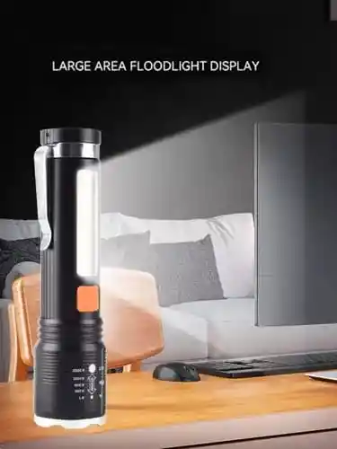 Linterna 5 Modos De Luz, Recargable, Usb Con Zoom Xpe-cob
