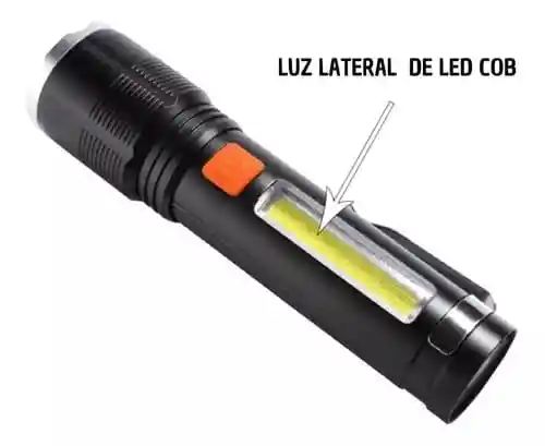 Linterna 5 Modos De Luz, Recargable, Usb Con Zoom Xpe-cob