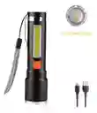 Linterna 5 Modos De Luz, Recargable, Usb Con Zoom Xpe-cob