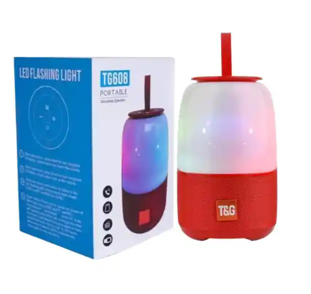 Parlante Tg608 Rojo Con Bluetooth Y Luces Led