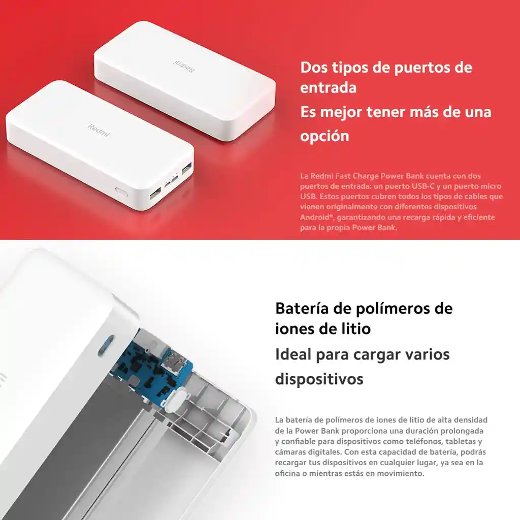 Xiaomi Redmi Power Bank 20000mah Carga Rápida 18w Usb-c