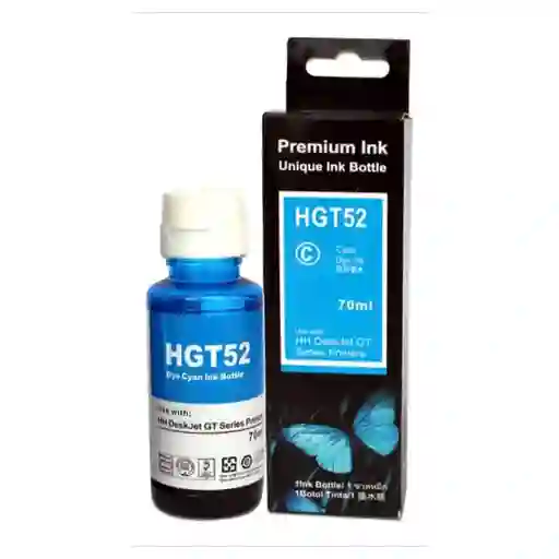 Tinta Gt52 Cian Hp Genérica Para Impresora Ink Tank 100 300 400 415 Gt5800 Gt5810 Gt5820