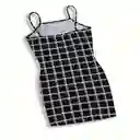 Vestido De Cuadros Color Negro Talla M
