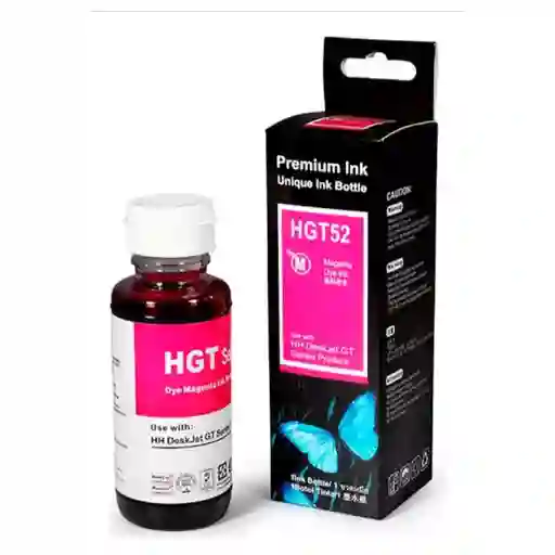 Tinta Gt52 Magenta Hp Genérica Para Impresora Ink Tank 100 300 400 415 Gt5800 Gt5810 Gt5820