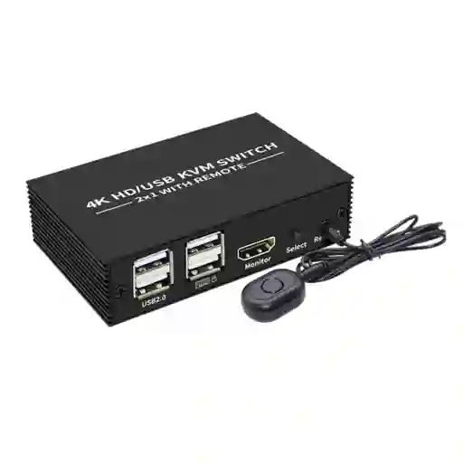 Switch Kvm Hd/usb 2x1 Ultrahd 4k | Multipuerto Para Doble Pc