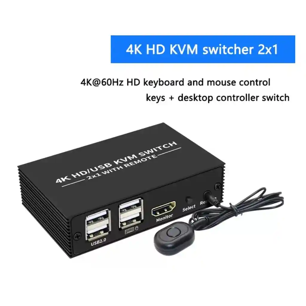 Switch Kvm Hd/usb 2x1 Ultrahd 4k | Multipuerto Para Doble Pc