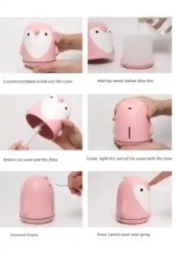 Difusor Pinguino Aromatizante Luces Led Humidificador