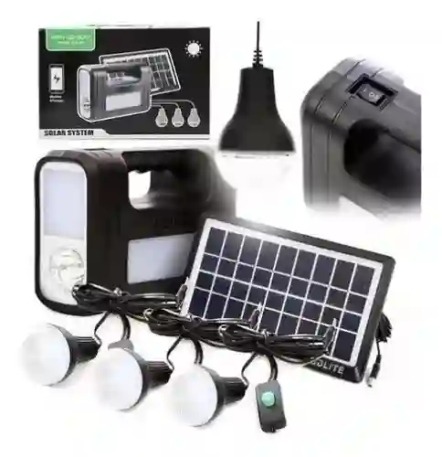 Kit Panel Solar Lámpara Led Portátil Recargable 3 Bombillo