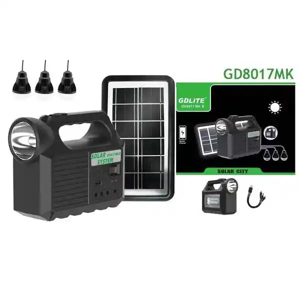 Kit Panel Solar Lámpara Led Portátil Recargable 3 Bombillo