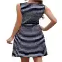 Vestido De Rayas Color Azul Oscuro Talla M