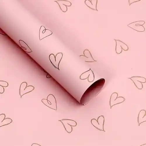 Papel Coreano Rosado Estampado Corazon X2unid