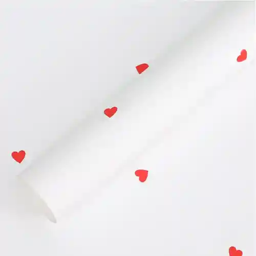 Papel Coreano Blanco Estampado Corazones X2unid