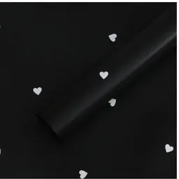 Papel Coreano Negro Estampado Corazones Blanco X2unid