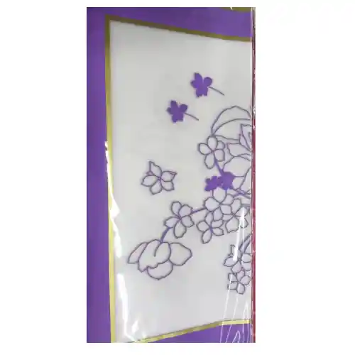 Papel Coreano Blanco/morado Estampado Flor X2unid