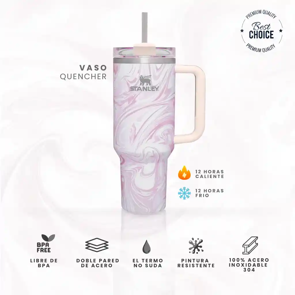 Vaso Termo Stanley Replica Mix Color 1.2 L Con Pitillo Rosa Gris Conserva Calor Frio