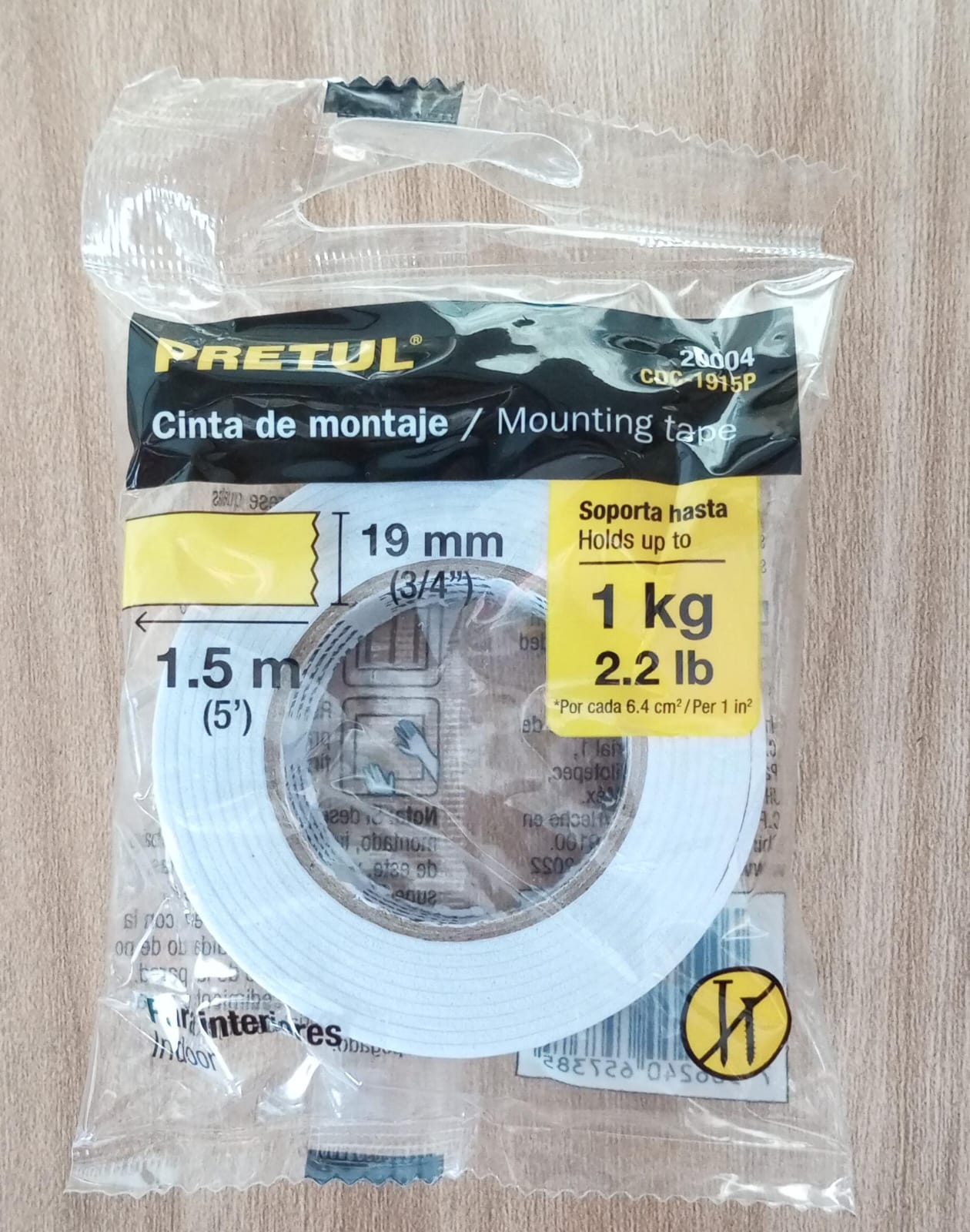 Cinta Doble Faz De 19mm X 1.5m - Rappi