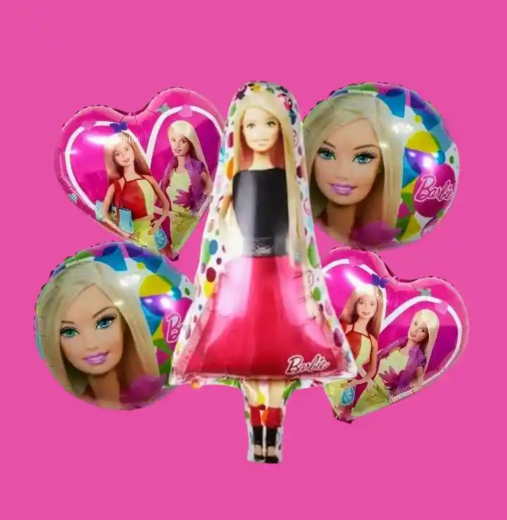 Bouquet X5 Globos Metálizados Barbie