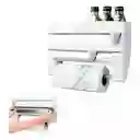 Dispensador Porta Rollo Cortador Aluminio Papel 4en1 Cocina