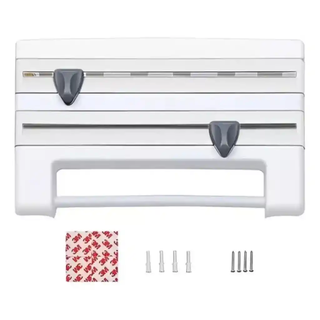 Dispensador Porta Rollo Cortador Aluminio Papel 4en1 Cocina