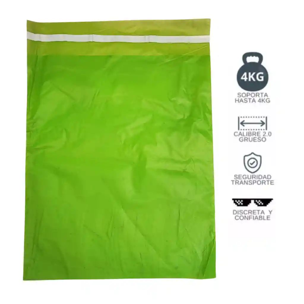 Bolsas Seguridad 20x30cm Lisas Mensajeria 100und Verdes