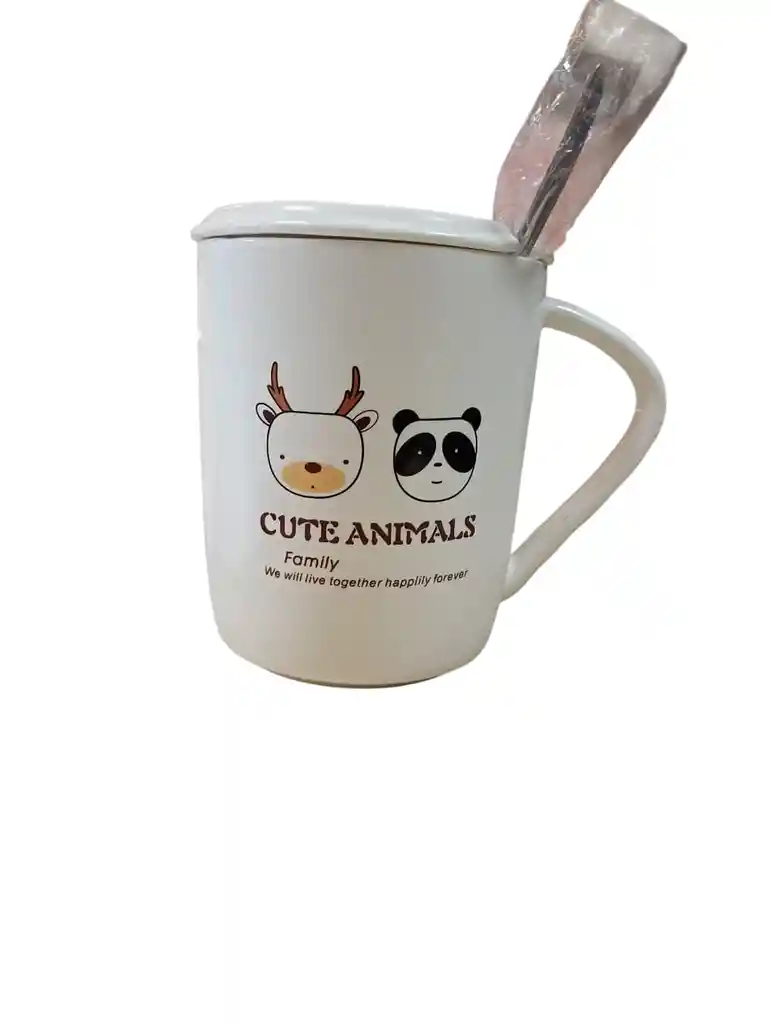Taza Mug Animales Cucharita