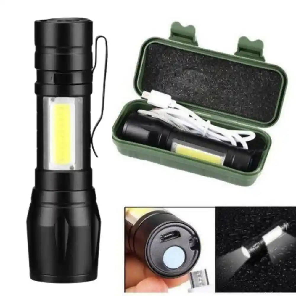 Linterna Tactica Linterna Led Recargable X Usb Zoom Aluminio 513