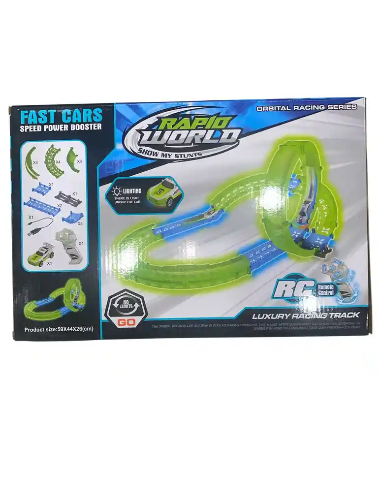 Pista De Carros Luces Control Remoto 22 Piezas