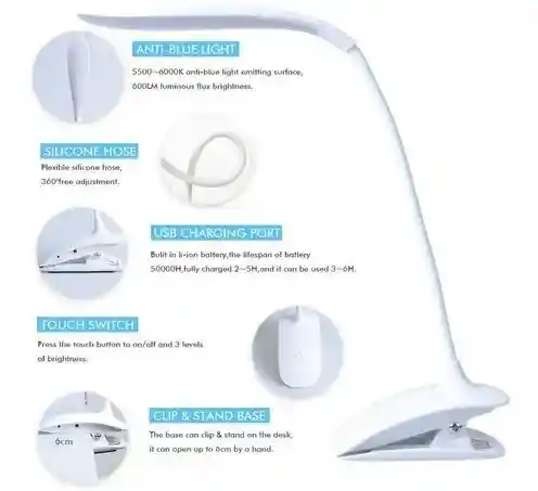 Lámpara Touch De Escritorio Led Flexible 8017d