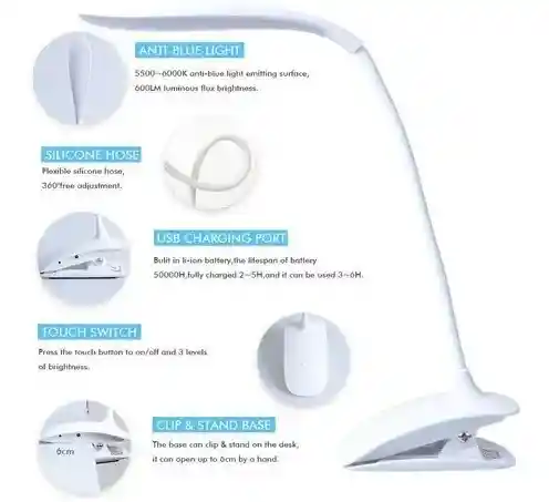 Lámpara Touch De Escritorio Led Flexible 8017d
