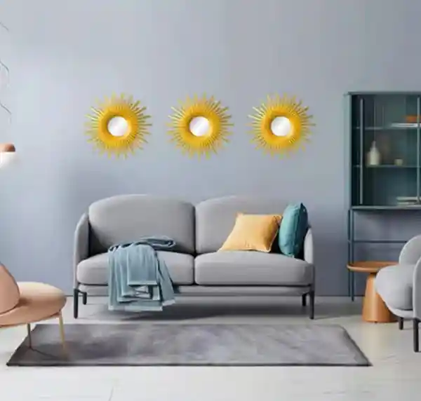 Espejos Decorativos De Pared Redondos Circulares X 3 Unidades