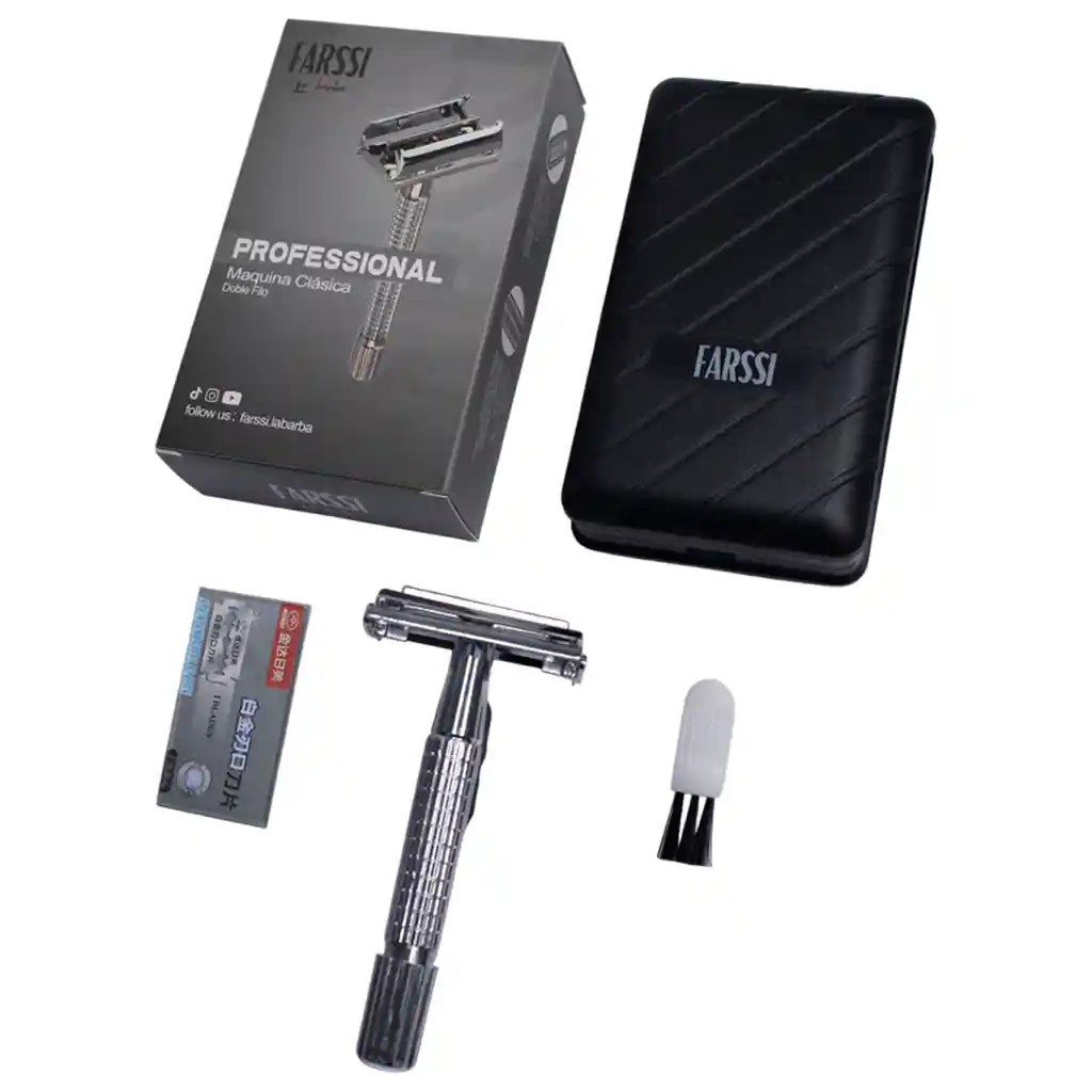Máquina De Afeitar Clásica Tradicional + Cuchilla Shaver Negra