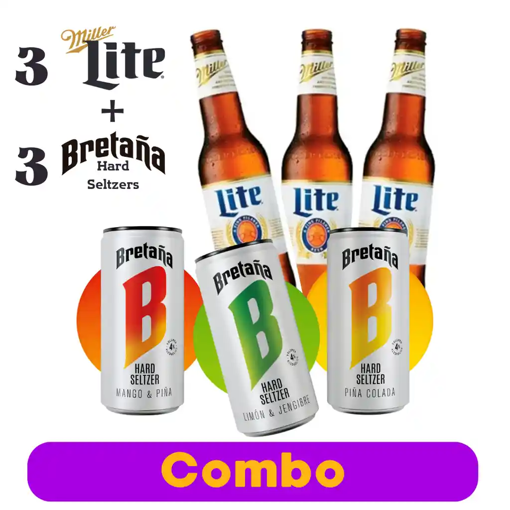 Combo 3 Miller Lite + 3 Seltzers Bretaña