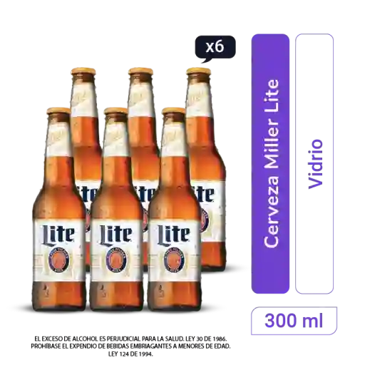 Cerveza Miller Lite Botella 300 Ml X 6 Und