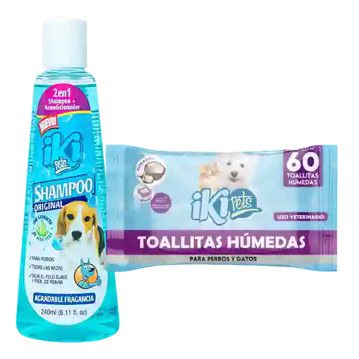 Shampoo Perros 2 En 1 Y Toallitas