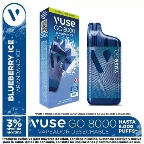 Vape Vuse Go 8.000 Puffs 34mg - Blueberry Ice