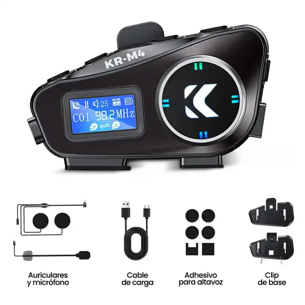 Intercomunicador Casco Moto Bluetooth Kr-m4 Radio Fm